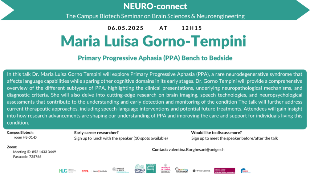 NEURO-CONNECT Tuesday Seminar – May 6th, 2025, 12:15 – 13:15 pm