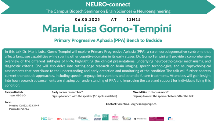 NEURO-CONNECT Tuesday Seminar – May 6th, 2025, 12:15 – 13:15 pm
