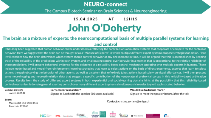 NEURO-CONNECT Tuesday Seminar – April 15th, 12:15 – 13:15 pm