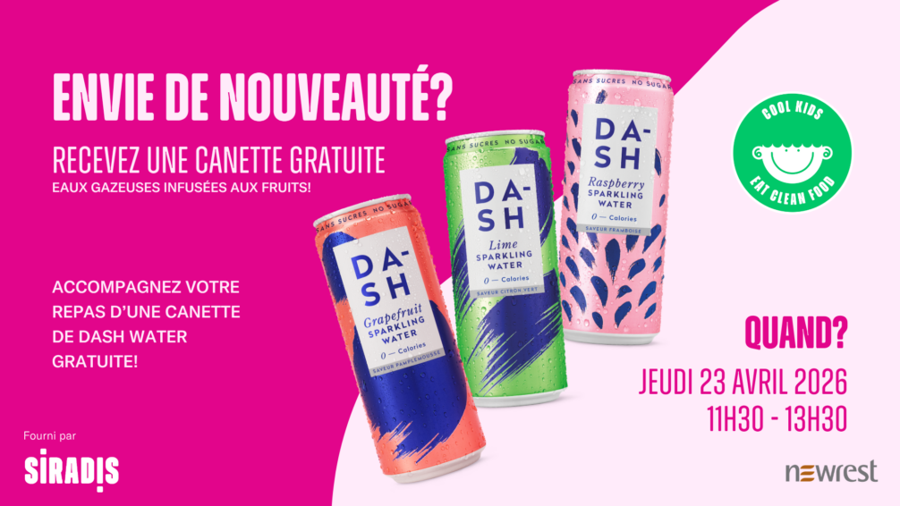 Newrest : Enjoy your meal with a free can of Dash water