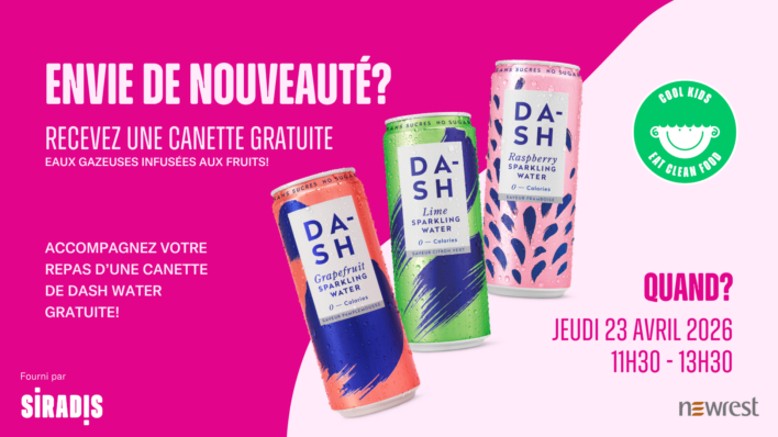 Newrest : Enjoy your meal with a free can of Dash water